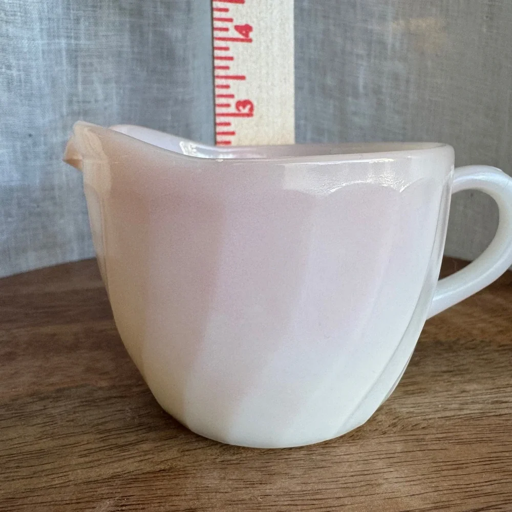 USA Vintage Fire King Pink Ombre Creamer‎ Pitcher Swirl Design Milk Glass